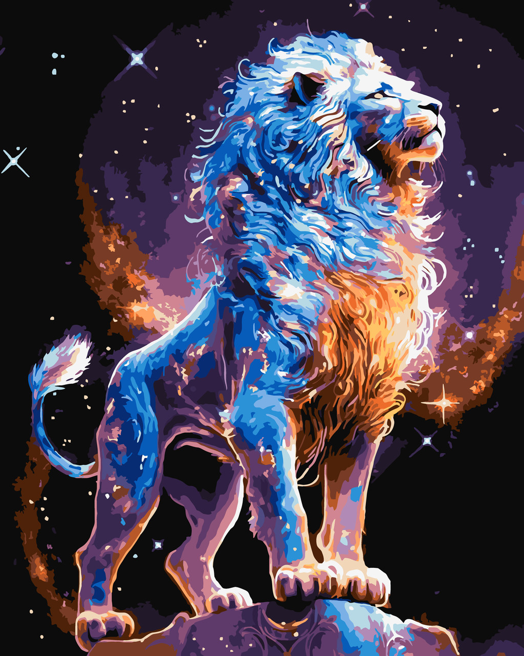 Картина за номерами 40×50 см Kontur. Зоряний лев з фарбами металік DS0596, фото 1