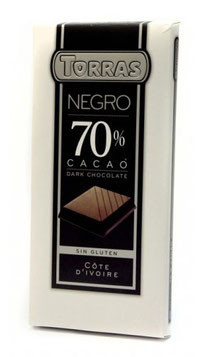 Шоколад чорний Torras negro 70% какао 200 г Іспанія (опт 5 шт)