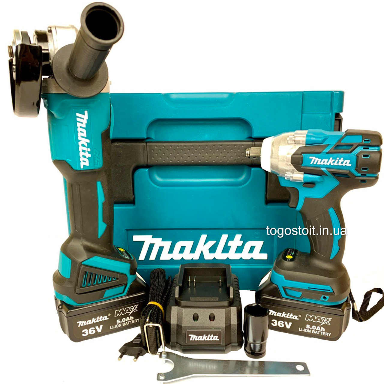 Набір акумуляторного інструменту Makita 2в1 36 V, 5 A (Гайковерт DTW301 + Болгарка DGA504) Набір 2в1 Макіта