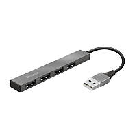 Хаб Trust Halyx USB-A > 4xUSB-А, Алюміній, 0.1м, Сірий (23786_TRUST)