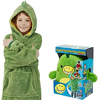 Детский Плед - худи толстовка халат с капюшоном и рукавами 3 в 1 Huggle Pets Hoodie зеленый