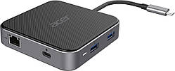 Хаб Acer USB-С > HDMI/DP/2xUSB-A3.2/USB-C/RJ45/mini-jack, 0.15м (HP.DSCAB.013)