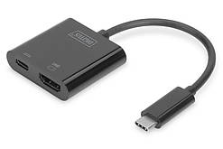 Digitus Адаптер USB-C - HDMI+USB-C UHD 4K, M/F, 0.11 m (DA-70856)
