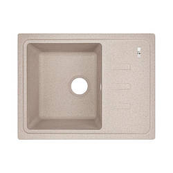 Кухонна мийка прямокутна 62х43 см з крилом гранітна Lidz 620x435/200 MAR-07 Пісочний