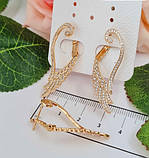 Сережки Крила з фіанітами 18К покриття ювелірний сплав, фото 2
