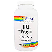 Бетаин HCl + пепсин HCL with Pepsin Solaray 650 мг 250 капсул LP, код: 7287979