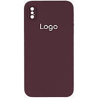 Чехол для iPhone X для iPhone Xs Silicone Case Square Full Camera Цвет 42 Maroon