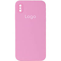 Чехол для iPhone X для iPhone Xs Silicone Case Square Full Camera Цвет 06 Light pink