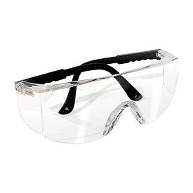 Окуляри захисни прозори, материал поликарбонат, регульовани завушини чорного кольору, материал нейлон, захист