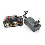 Акумуляторна ланцюгова пила Mini Chain Saw 15cm, 24V, зарядний + акумулятор, Вох, фото 2