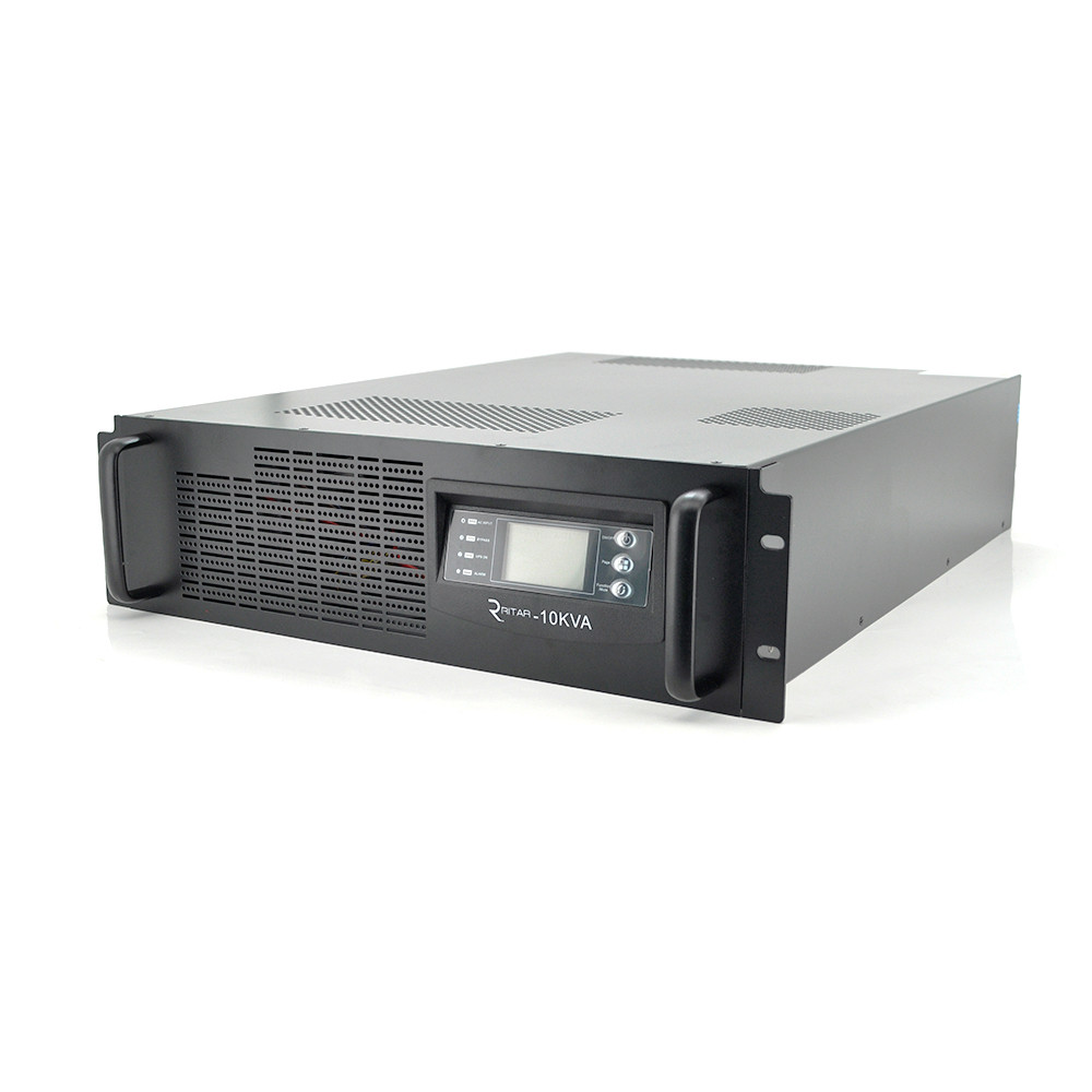 ДБЖ з правильною синусоїдою ONLINE Ritar RT-10KS-LCD,RACK 10000VA(9000Вт),192 В, Вбуд. батарея 12V 7,5Ahх16 шт