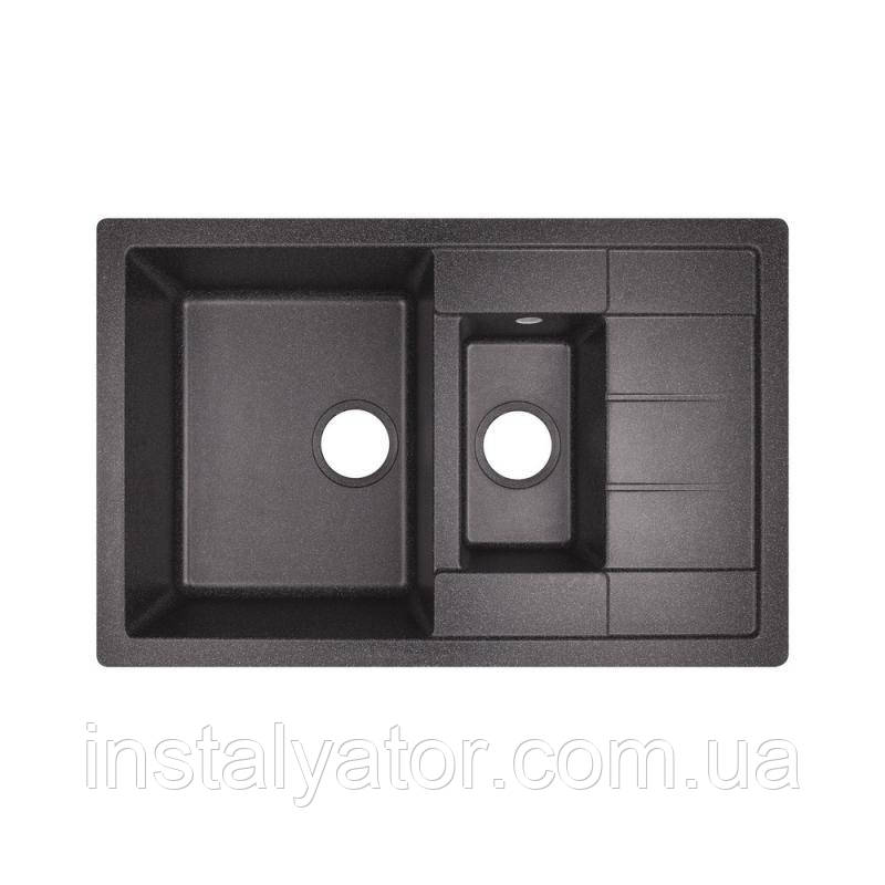 Кухонна мийка з додатковою чашею Lidz 780x495/200 BLA-03 (LIDZBLA03780495200)