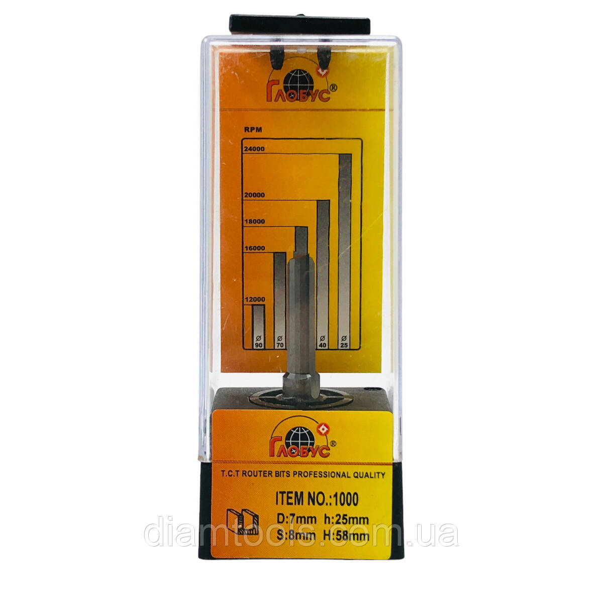Фреза по дереву ГЛОБУС пазовая прямая цельносплавная 1000 D7 d8 L65 h25 z2