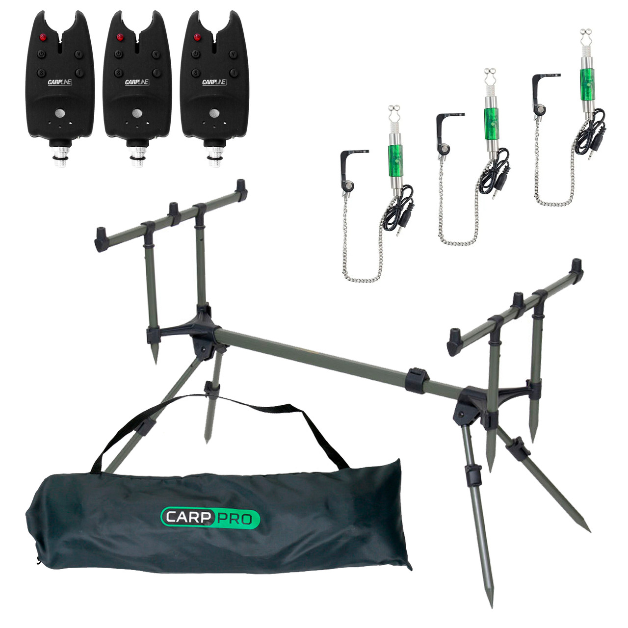 Набір Carp Pro Рід-під на 3 вудилища 3 Сигналізатора та 3 Свінгера