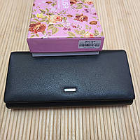 Женский кошелек из мягкой натуральной кожи Balisa 18×8см, портмоне на магнитах Черный