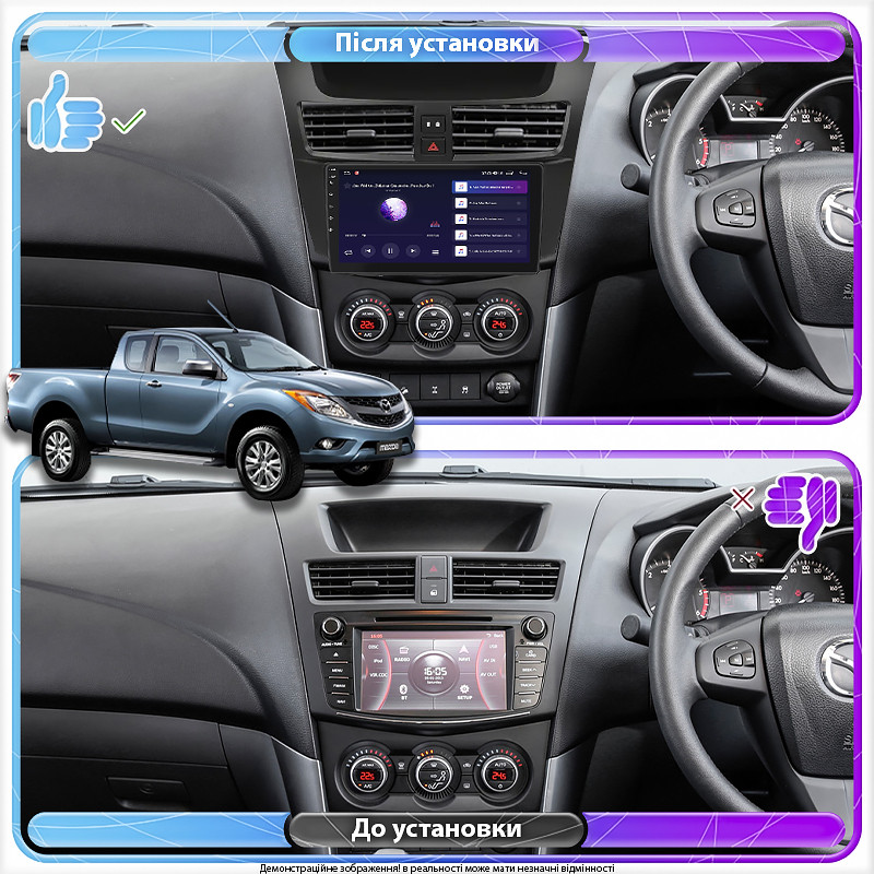 Go Штатна магнітола для Mazda BT-50 II 2011-2015 екран 9" 2/32 Gb CarPlay 4G Wi-Fi GPS Prime Android