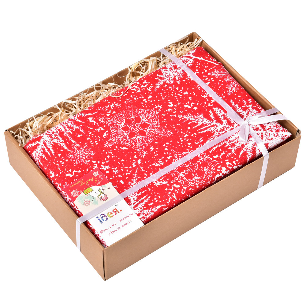 Скатертина Новорічна 170х260 см із водовідштовхувальним просоченням святкова бавовна хвоя червона, фото 1