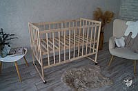 Кровать детская Мрия Эко полозья+колеса натуральный ясень