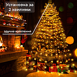 Розумна гірлянда роса 250 LED лампочок світлодіодна управління телефоном і пульт USB зелений дріт 2,5 м 10 ліній, фото 7