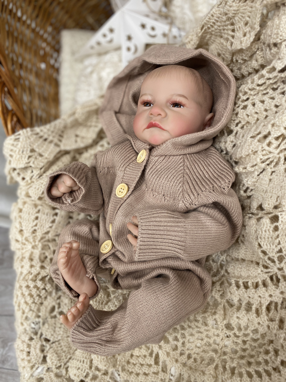 Силіконова Колекційна Лялька Реборн Reborn Хлопчик Сєва Повністю Анатомічна (Вінілова Лялька) Висота 50 см, фото 1