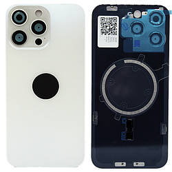 Задня кришка (скло) iPhone 15 Pro Max white titanium (оригінал завод) у зборі на рамці