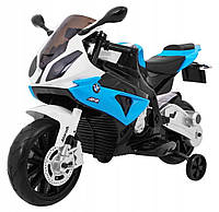 Дитячий мотоцикл на акумуляторі BMW S1000 RR Blue + тренувальні колеса
