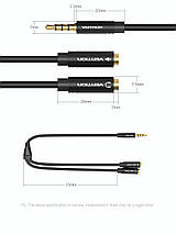 Кабель Audio 3.5 мм-3.5мм Vention 4pin 2xF/M TPE headset+earphone 0.3 m Black (BBVBY), фото 3