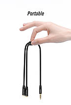 Кабель Audio 3.5 мм-3.5мм Vention 4pin 2xF/M TPE headset+earphone 0.3 m Black (BBVBY), фото 4