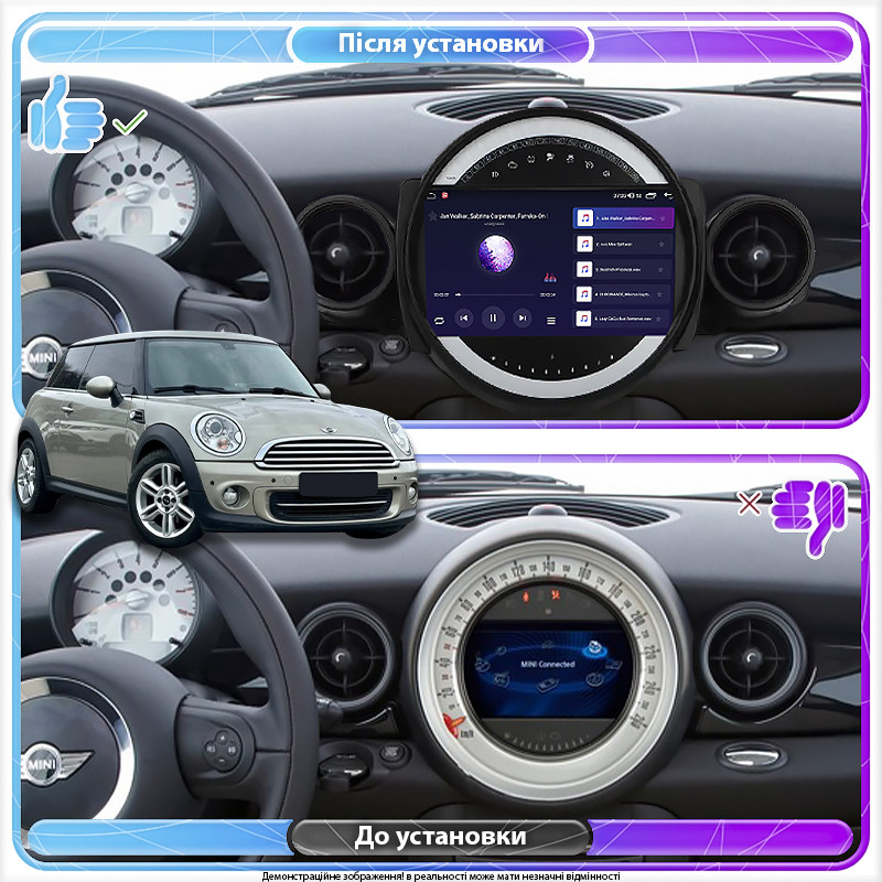 Al Штатна магнітола для MINI Hatch II (R56) 2006-2010 екран 9" 4/64Gb 4G Wi-Fi GPS Top Android, фото 1