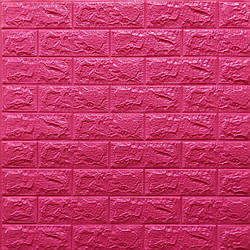 Декоративна 3D панель самоклейка під цеглу Темно-рожевий 700х770х7мм (006-7)