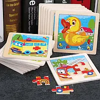 Игрушка головоломка 3 шт. в комплекте детская деревянная с рисунком животного
