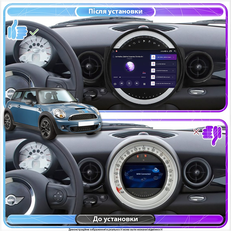 Al Штатна магнітола для MINI Clubman I 2007-2010 екран 9" 2/32 Gb 4G Wi-Fi GPS Top Android, фото 1