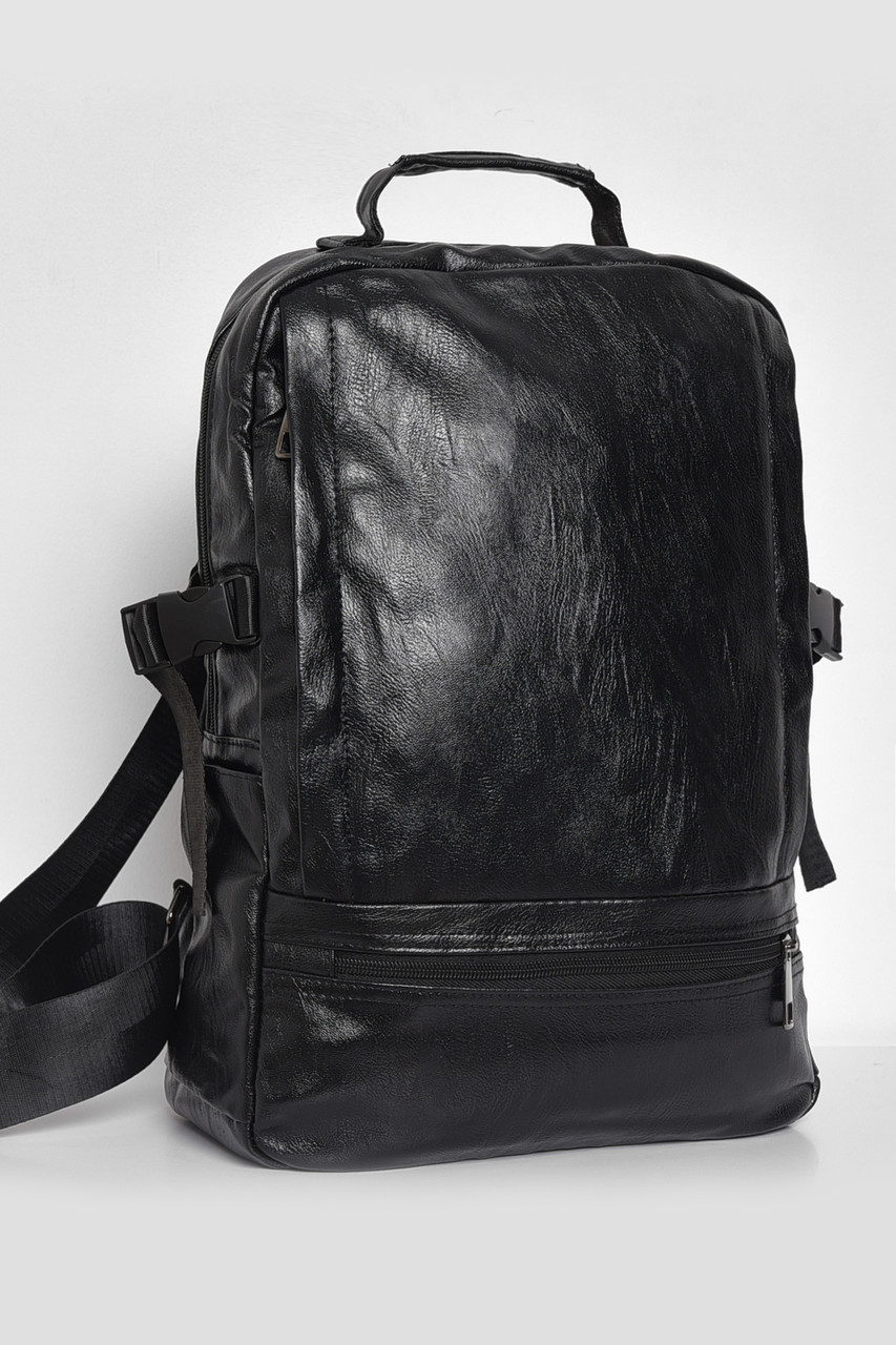 Рюкзак чоловічий з екошкіри чорного кольору 173446P