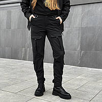 Карго-брюки для женщин черные демисезонные Pobedov Hardy Женские
