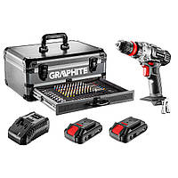 Шуруповерт Graphite Energy + SET, 18В, 2х2.0 Ач, 109ед. кейс (58G022-PS15)