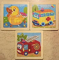 Игрушка головоломка 3 шт. в комплекте детская деревянная с рисунком животного Головоломка 1