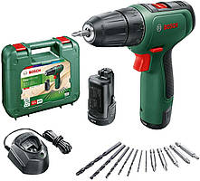 Шурупокрут-дриль акумуляторний Bosch EasyDrill 1200 12В 2х1.5А·год набір свердл і біт кейс (0.603.9D3.007)