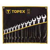 Topex Ключі гайкові, набір 12шт, комбіновані, CrV, 13-32мм, чохол-скручування (35D758)