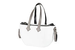 Сумка Nuvita MyMia ручки шкіра, ремені для коляски, біло-сірий (NV8801G/07G/23G/13G/33G)