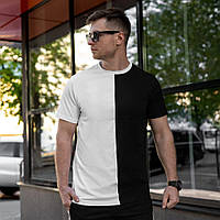 Мужская хлопковая футболка Pobedov Segmentation B2 бело-черная