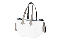 Сумка Nuvita MyMia ручки шкіра, килимок, ремені для коляски, біло-сірий (NV8801G/02O/23G/13G/33G)