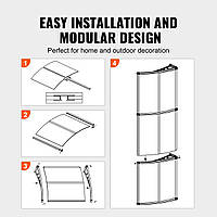 Навес для входной двери VEVOR 965 x 2975 мм Навес UF50+ PC солнцезащитная пленка Навес для входной двери PC