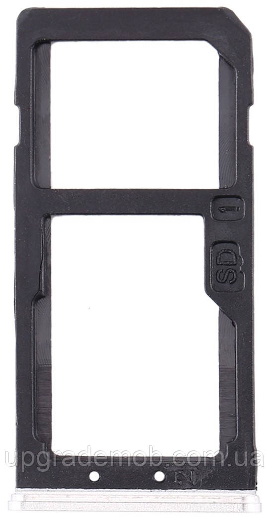 Тримач Sim-карти та карти пам'яті Nokia 6 Dual Sim сріблястий на дві Sim-карти, фото 1