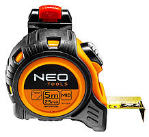 Neo Tools 67-205 Рулетка, сталева стрiчка, 5 м x 25 мм, з фiксатором selflock, защiпка (67-205)