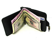 Кожаный кошелек Зажим для денег с отделом для мелочи натуральная кожа Черный Отличное качество
