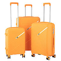 Набір пластикових валіз 2E, SIGMA,(L+M+S), 4 колеса, помаранчевий (2E-SPPS-SET3-OG)