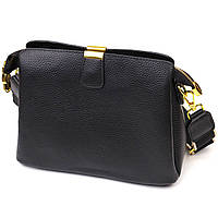 Женская красивая сумка на три отделения из натуральной кожи 22107 Vintage Черная высокое качество