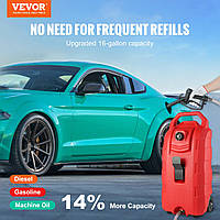 VEVOR 16 gallon fuel caddy, портативный резервуар для хранения газа 7,8 л/мин с форсункой