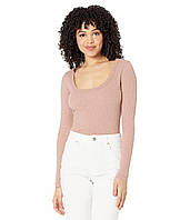 Лонгслив Madewell Pointelle Square-Scoop Tee Faded Mauve Доставка від 14 днів - Оригинал