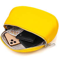 Яркая женская сумка через плечо из натуральной кожи 22116 Vintage Желтая хорошее качество